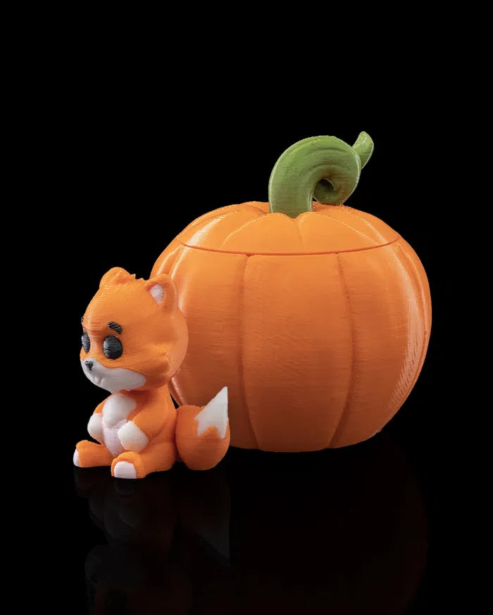 Fox in a Pumpkin Keychain